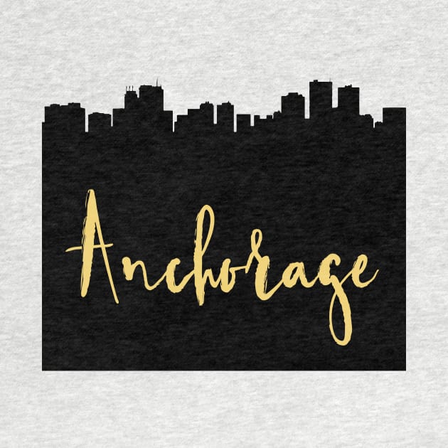 ANCHORAGE ALASKA DESIGNER SILHOUETTE SKYLINE ART by deificusArt